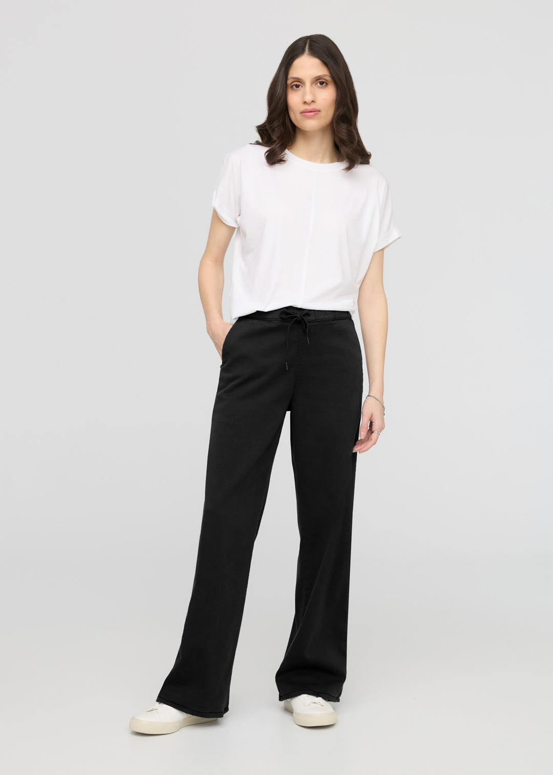 Women's Black Wide Leg Sweatpants - Main Image