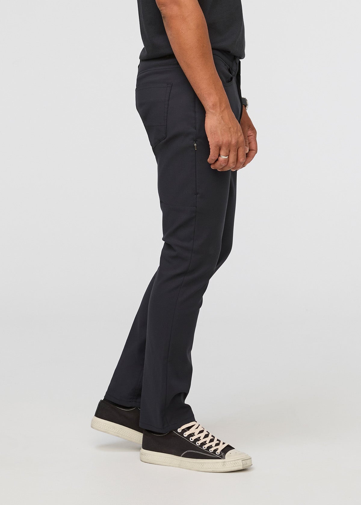 mens black relaxed fit stretch pant side