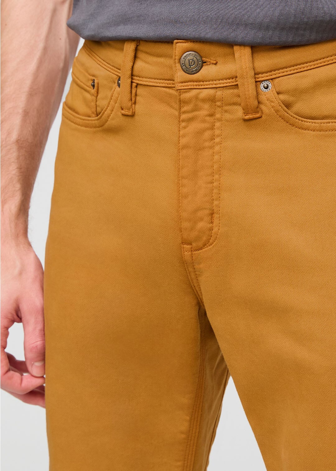 mens yellow slim fit dress sweatpant front waistband detail
