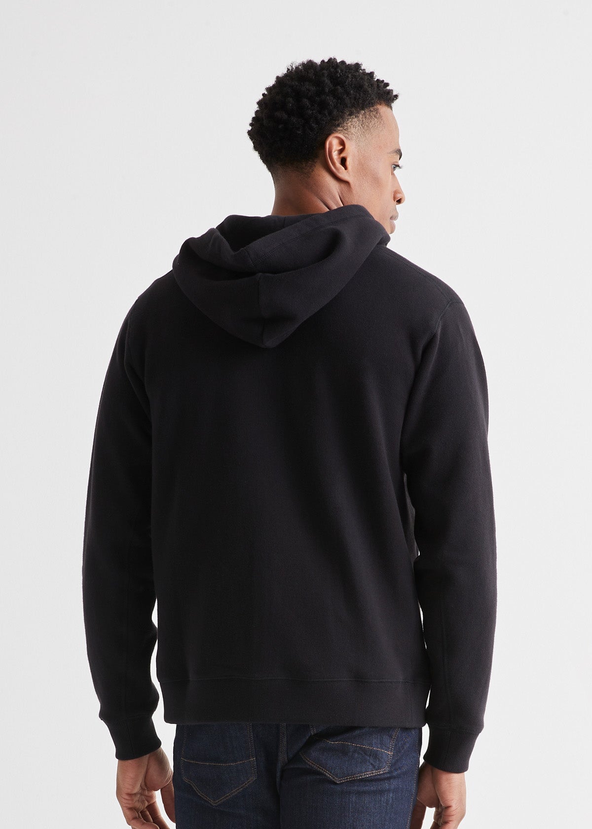 mens black brushed terry performance zip up back
