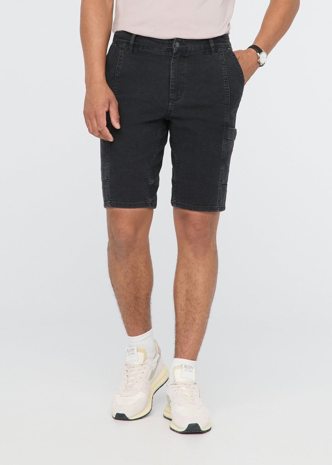 Stretch Canvas Cargo Short Black