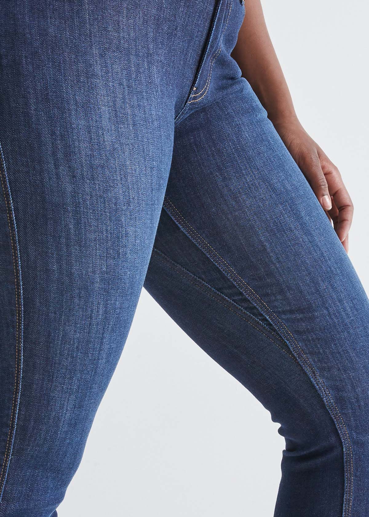 Women's Slim Straight dark blue stretch jeans gusset
