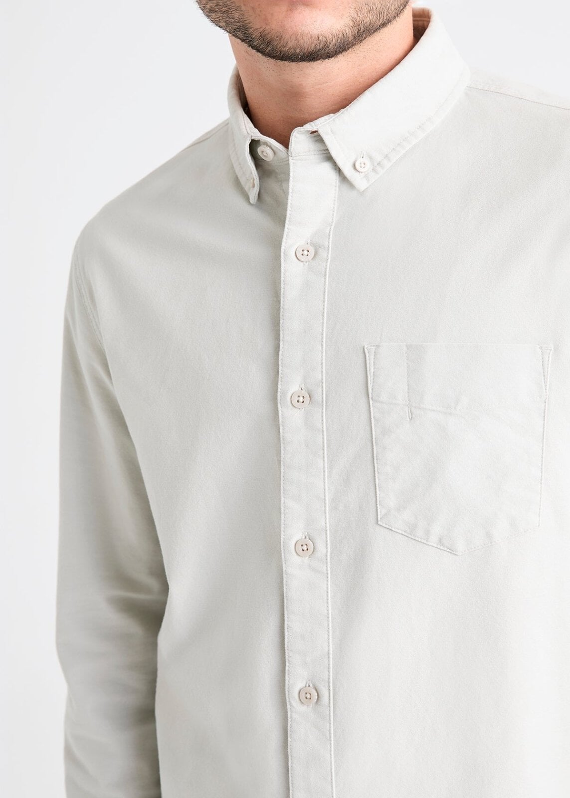 mens off-white stretch button down shirt button and chest pocket details
