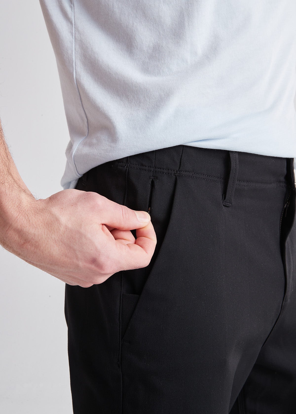 Men's Black Straight Fit Stretch Dress Pant Pocket Detail
