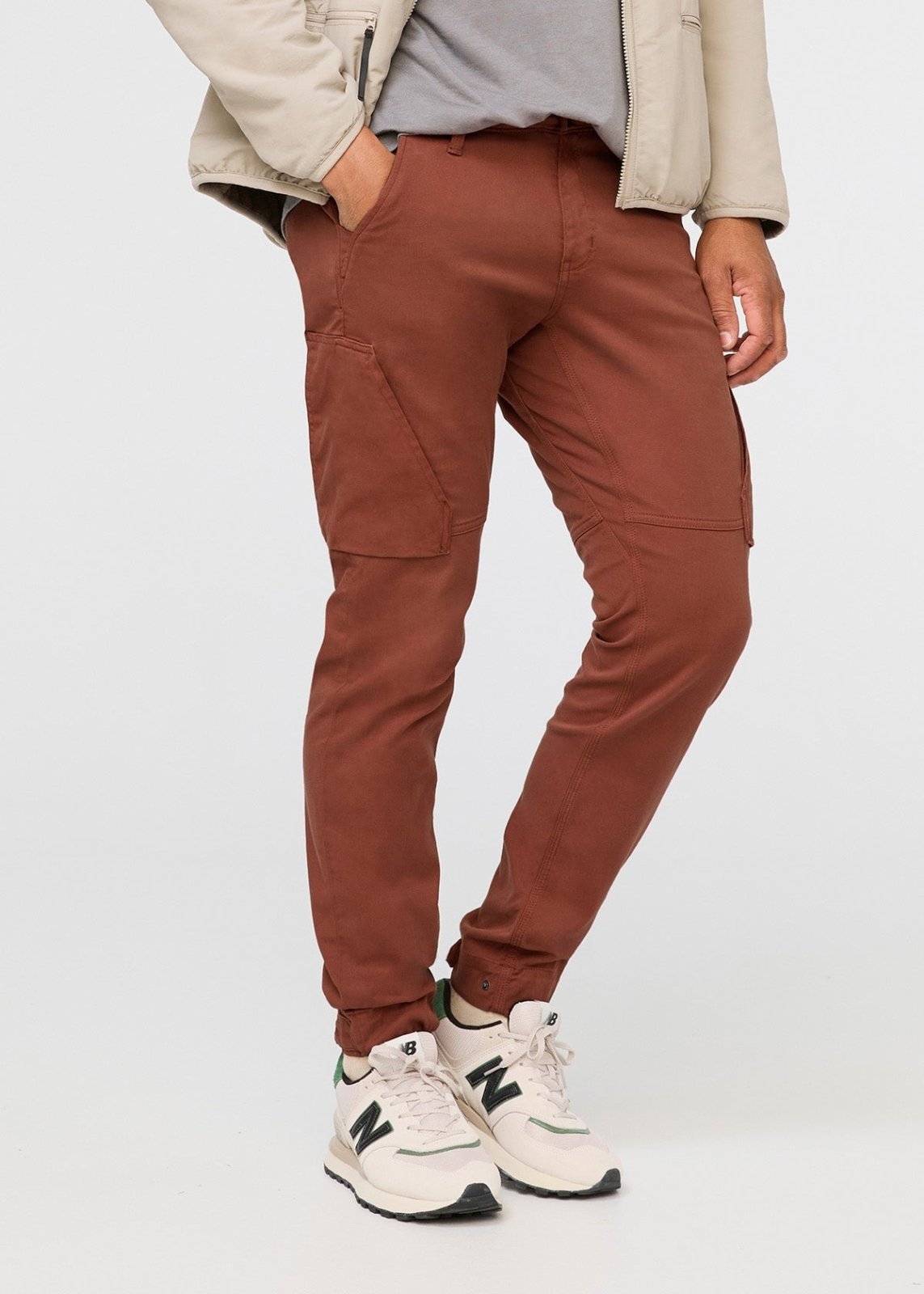 mens red-brown athletic waterproof pant front