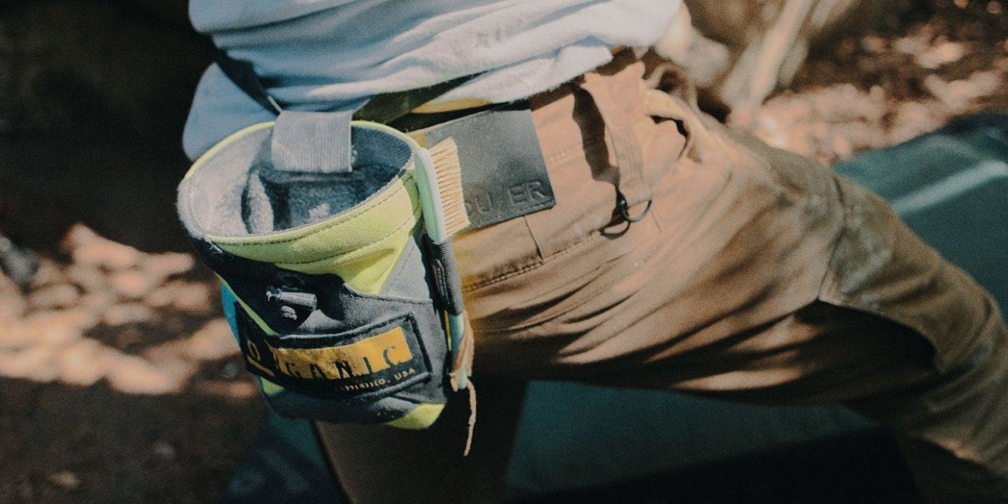 Rock climber wearing Adventure Pants