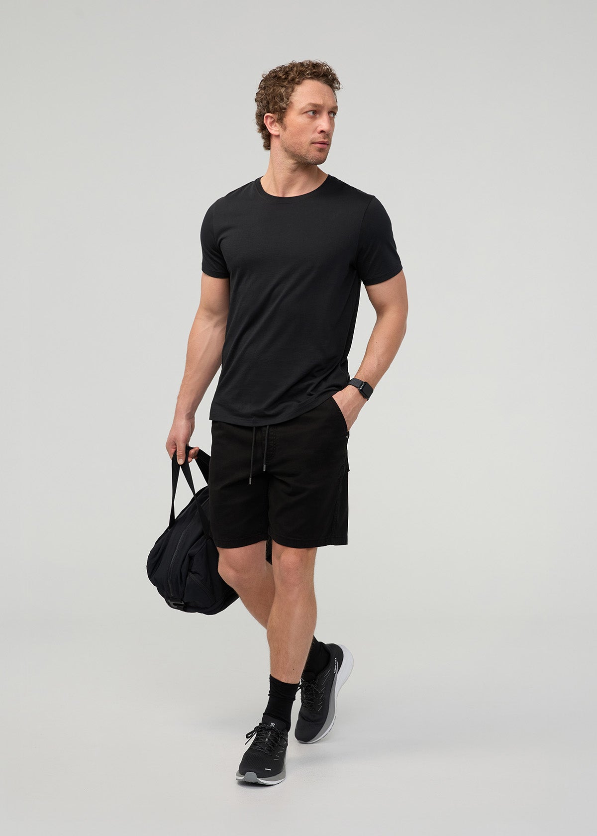 Men’s Black Stretch Travel Shorts full body