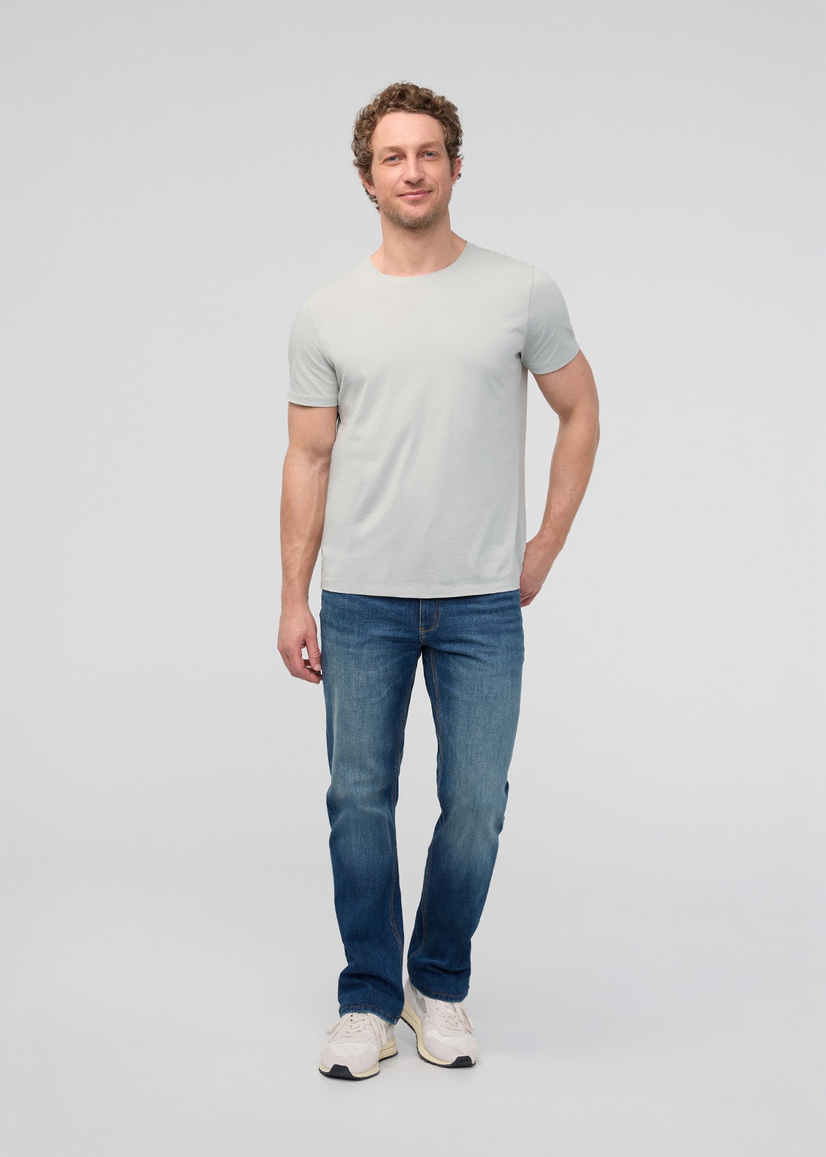 mens 100% pima cotton light sage green t-shirt full body