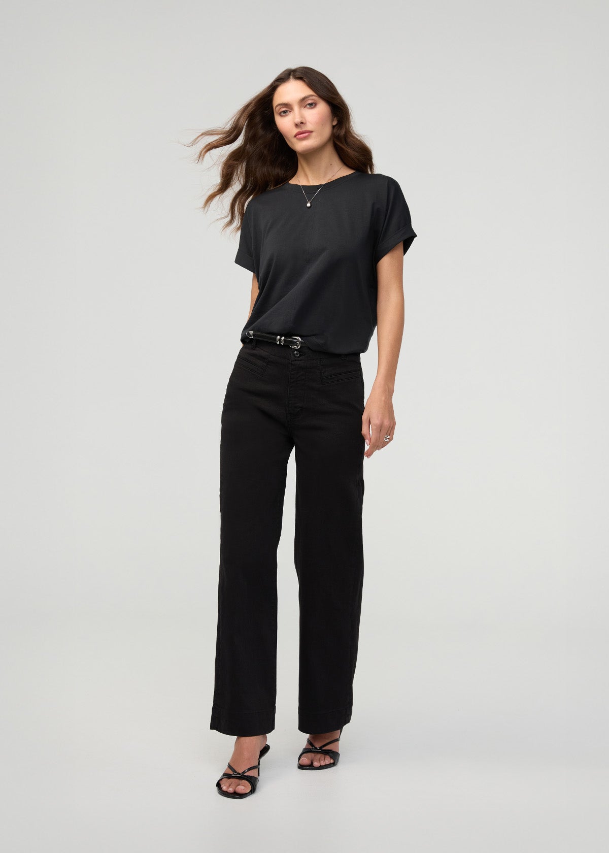 women's black flextwill high rise trouser full body