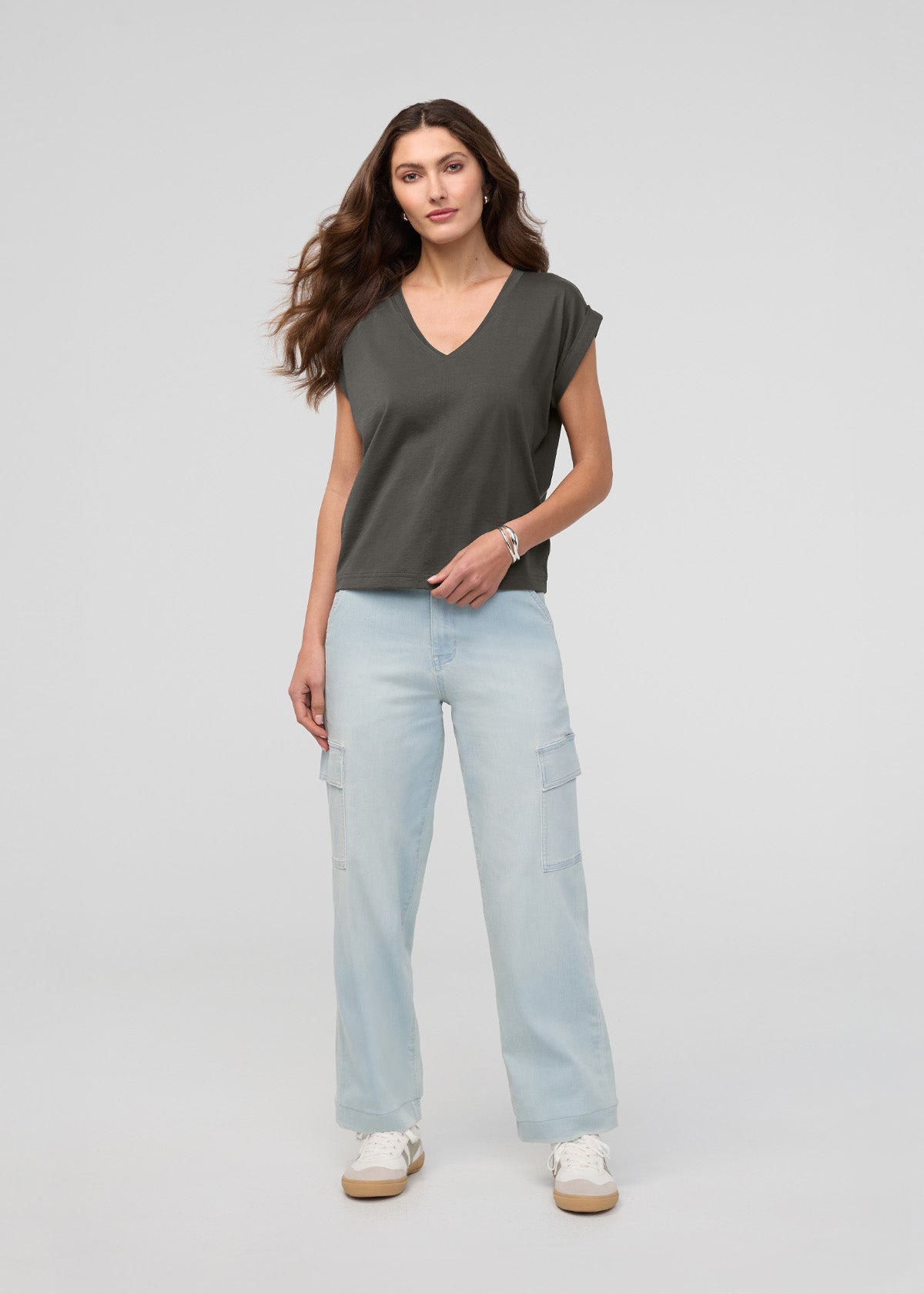Women's Evergreen Pima Cotton Dolman V-Neck Full Body