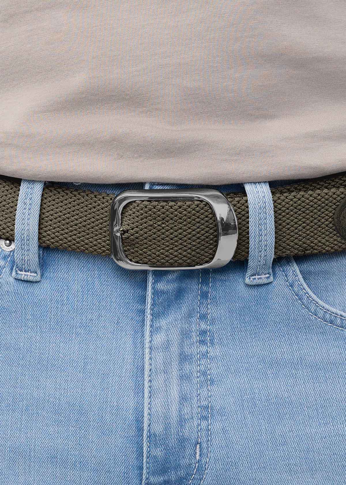 performance stretch braided green belt buckle