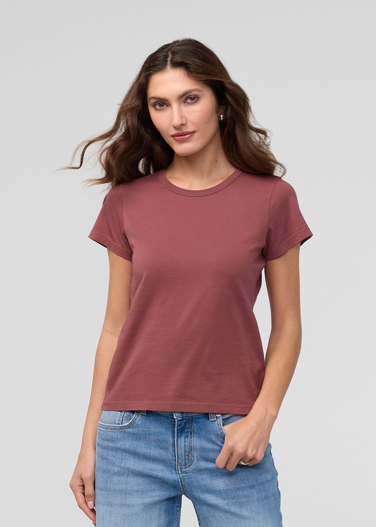 Women's Red Clay 100% Pima Cotton Fitted T-Shirt Front