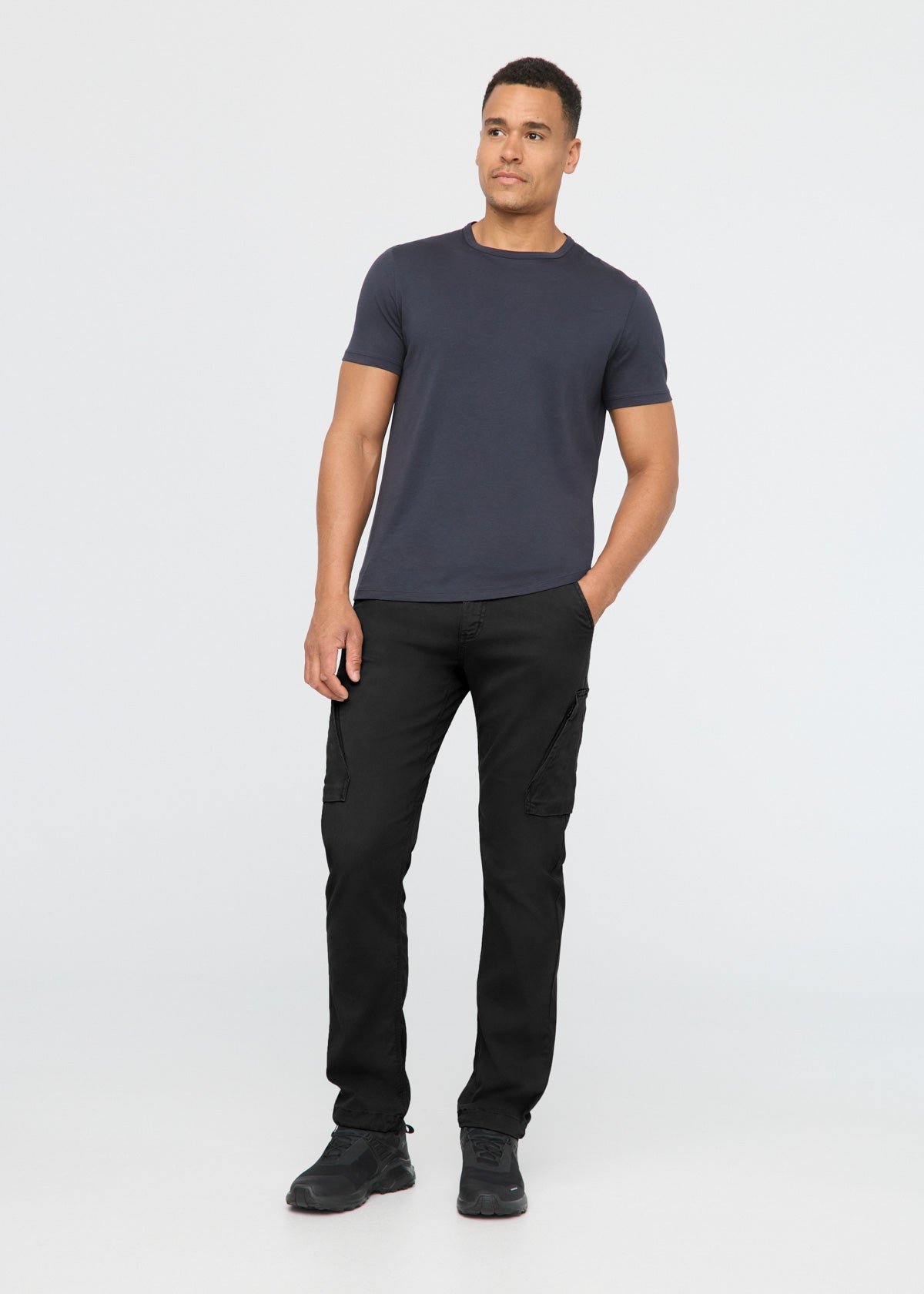 Men's Black Relaxed Water Resistant Cargo Pant Full Body