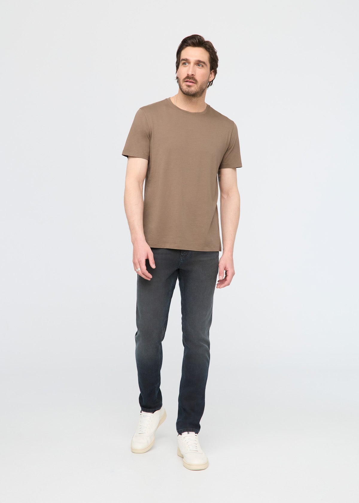 mens 100% pima cotton khaki t-shirt full body