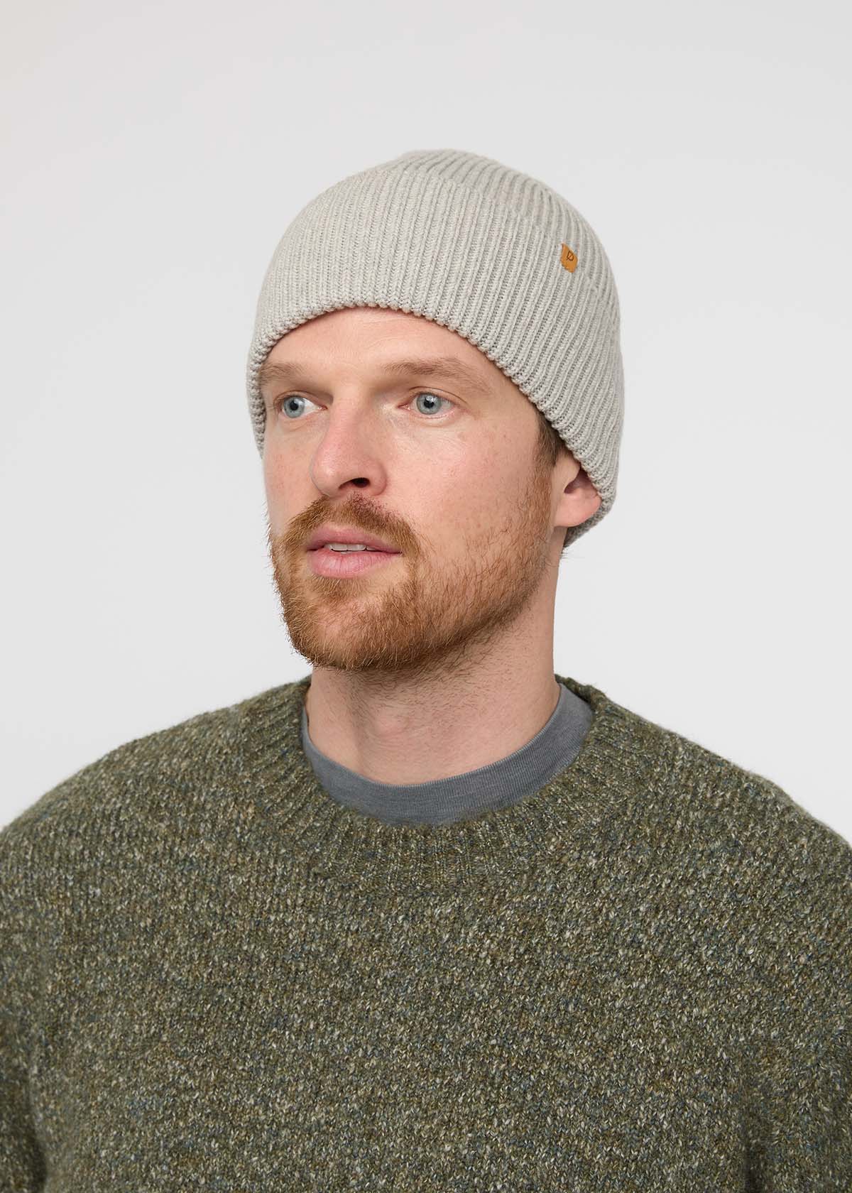 merino wool light grey toque front