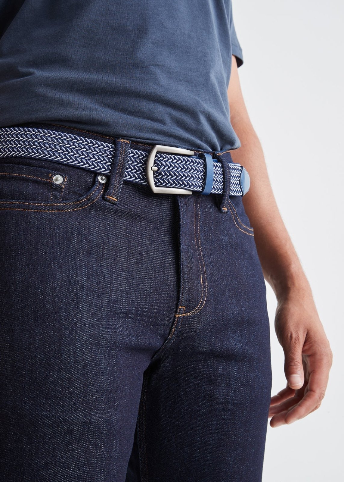 Men's Navy Performance Stretch Belt Side