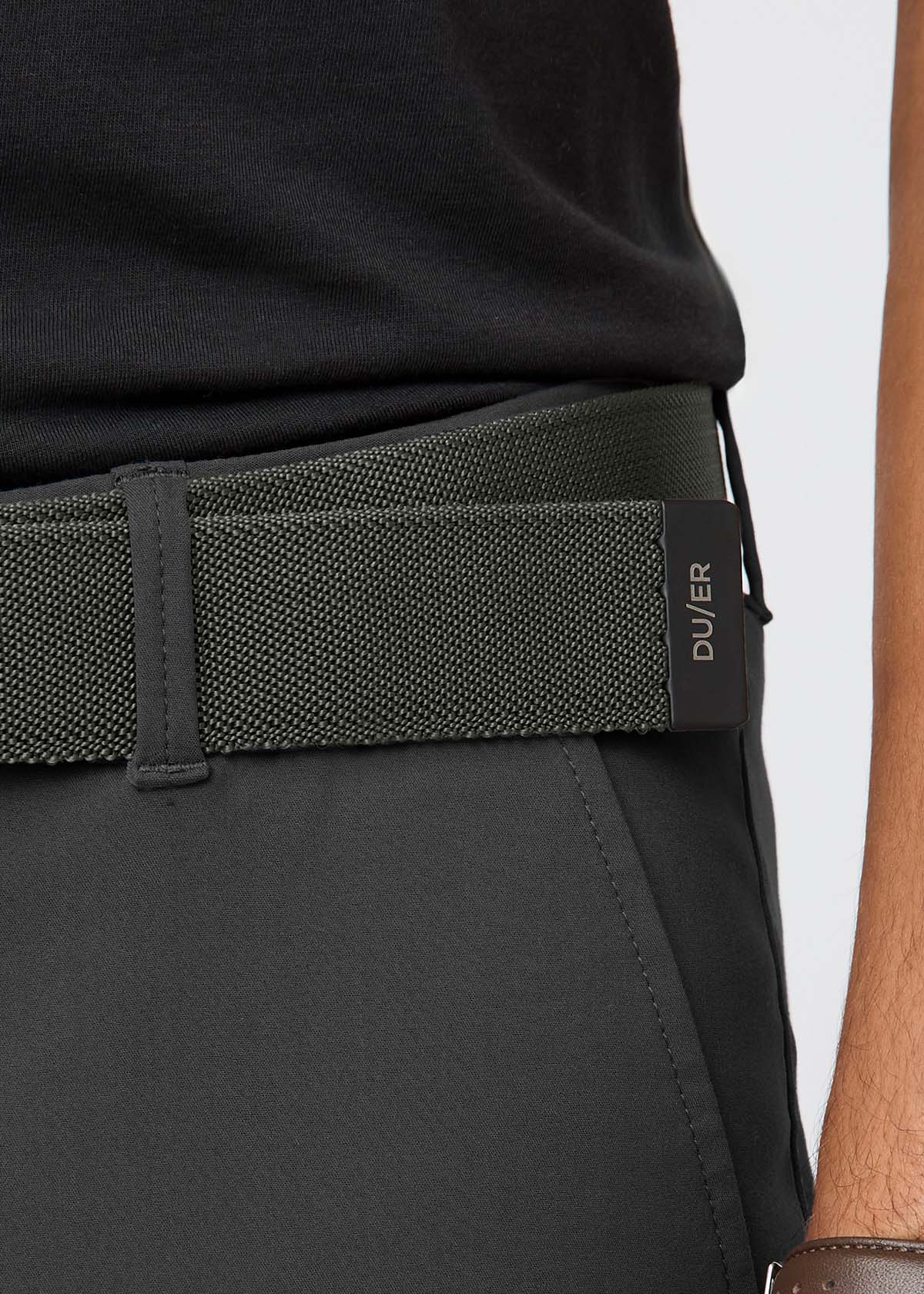 Men's Evergreen and Light Fern Reversible Stretch Belt Brand Detail