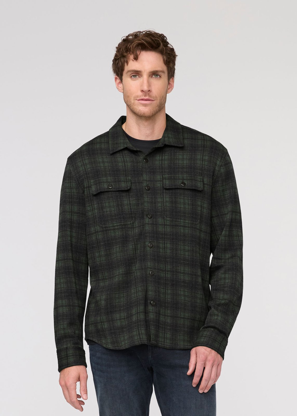 mens peat plaid performance flannel button down front