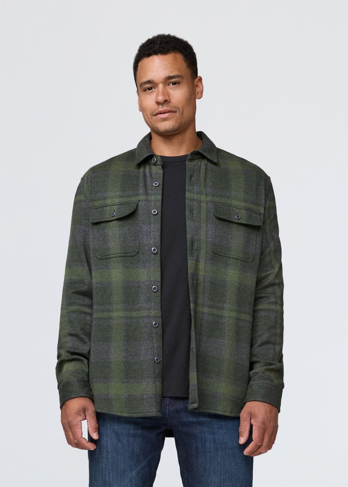 Men s Green Plaid Flannel Button Down