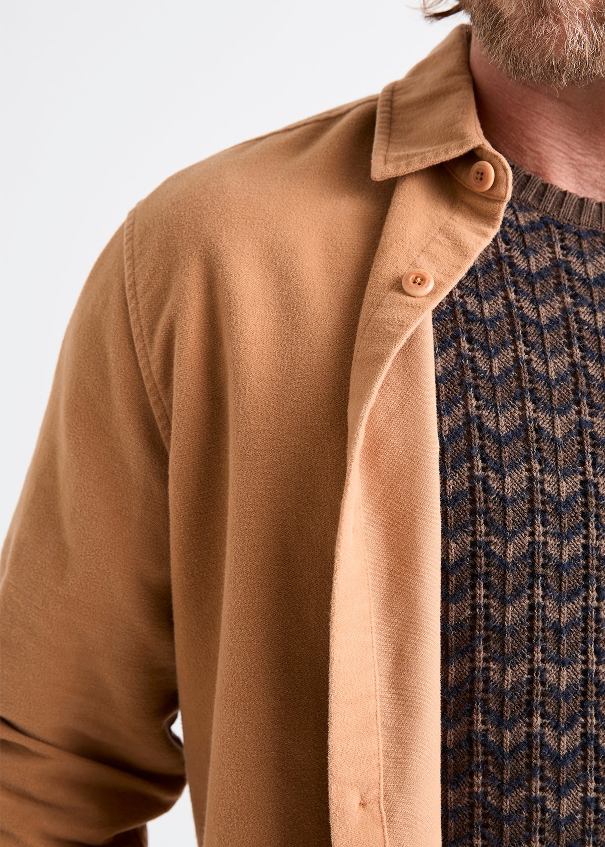 Men's Light Brown Relaxed Moleskin Button Up Shirt