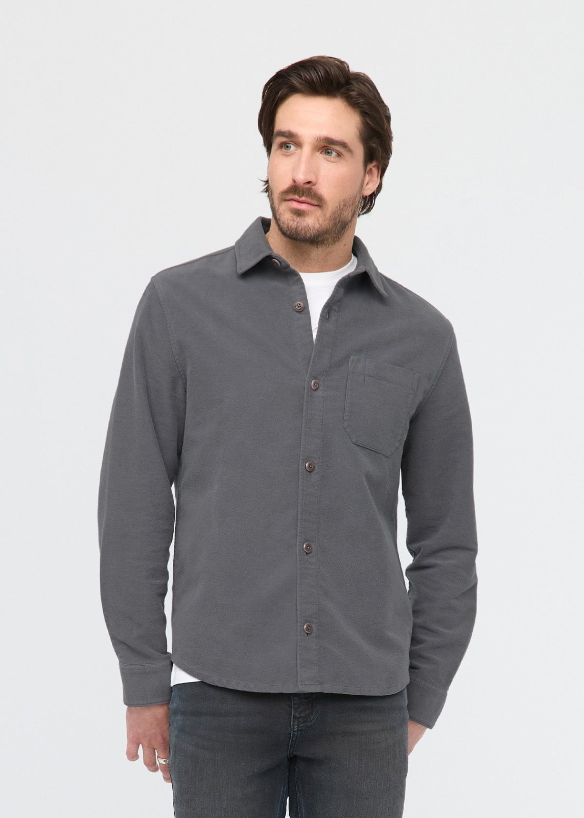 mens storm relaxed moleskin button up shirt front