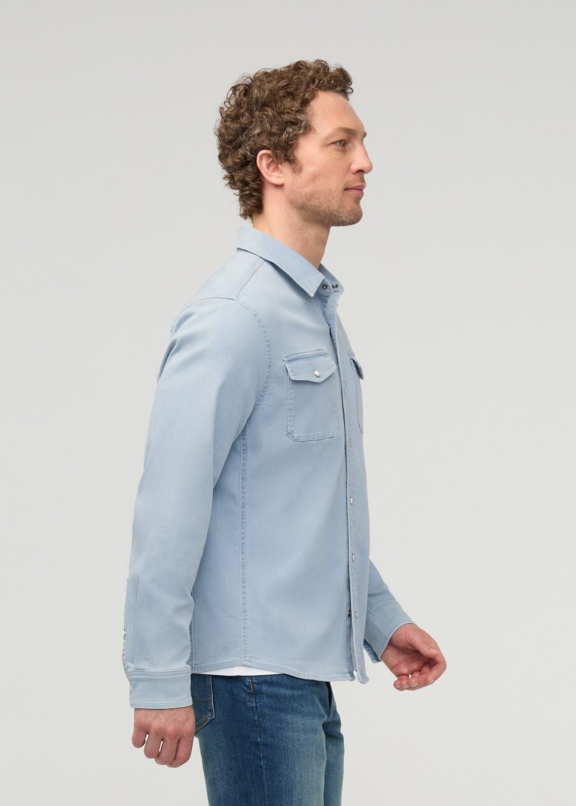Men's Dune Blue Denim Lite Two-Pocket Shirt Side
