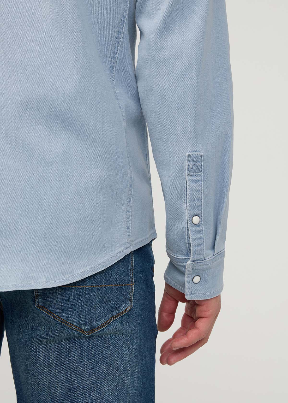Men's Dune Blue Denim Lite Two-Pocket Shirt Cuff Detail