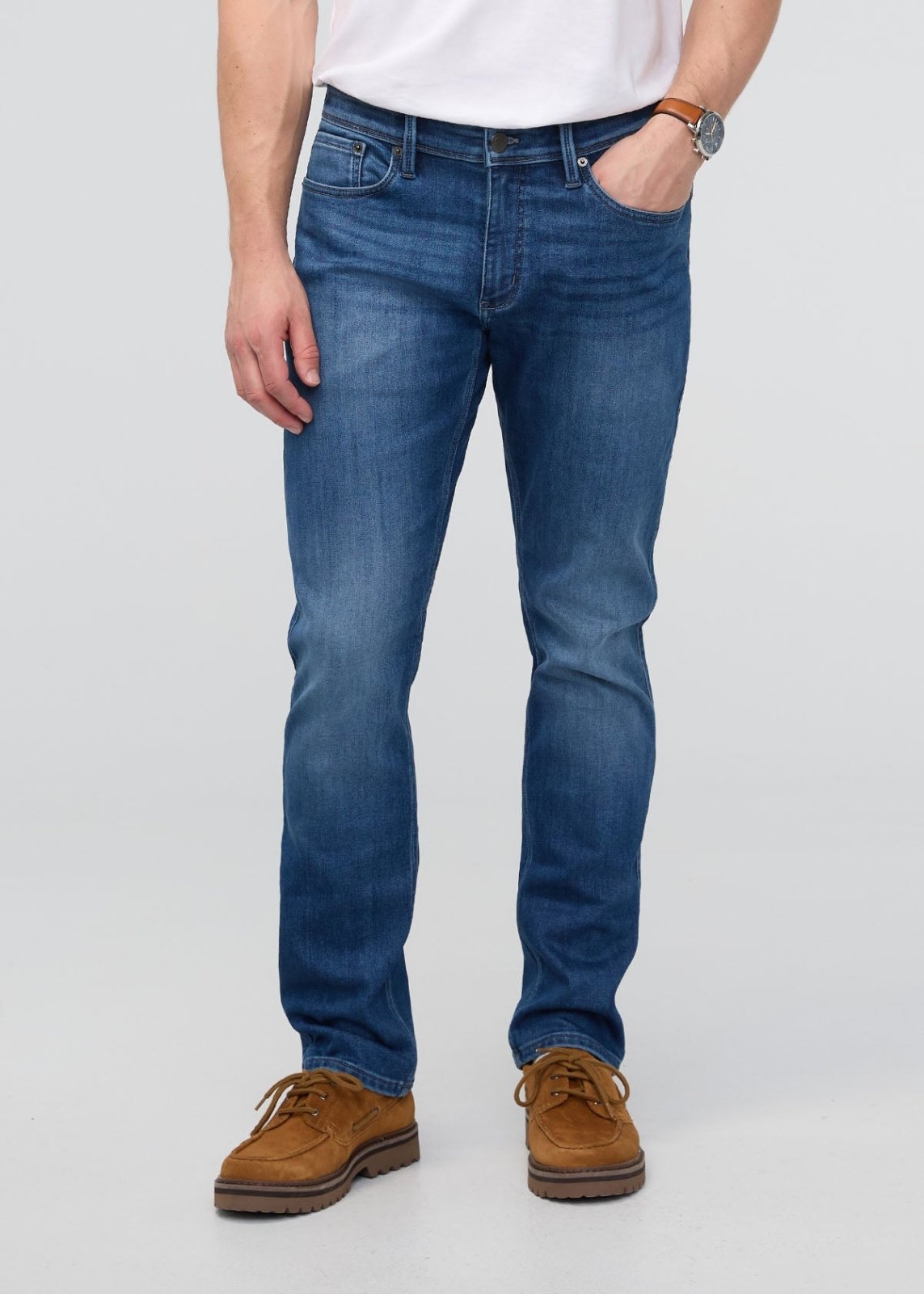 mens fleece lined blue denim front