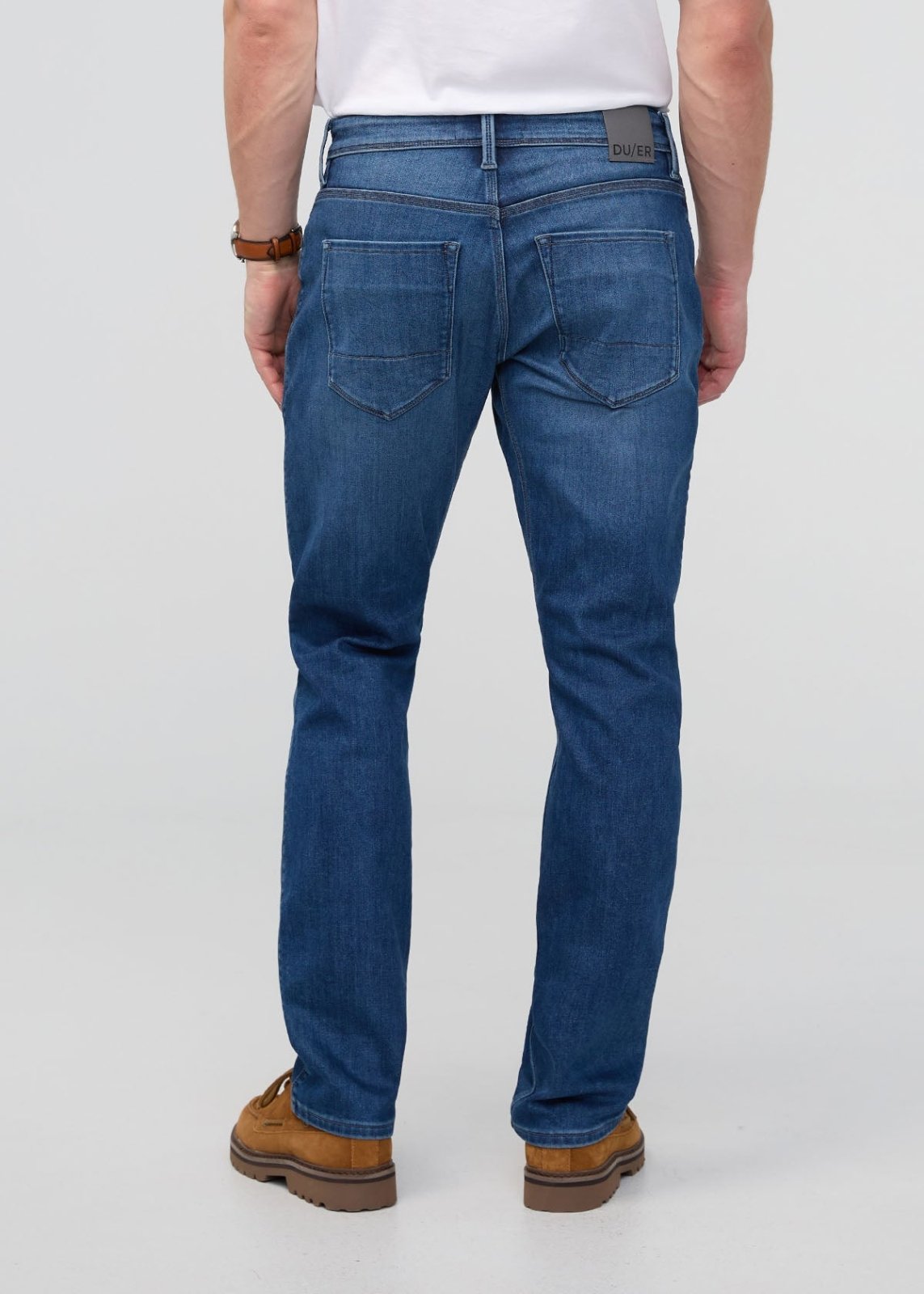 mens fleece lined blue denim back