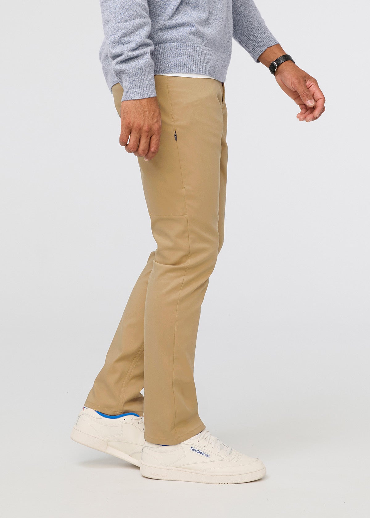 mens khaki relaxed fit stretch pant side
