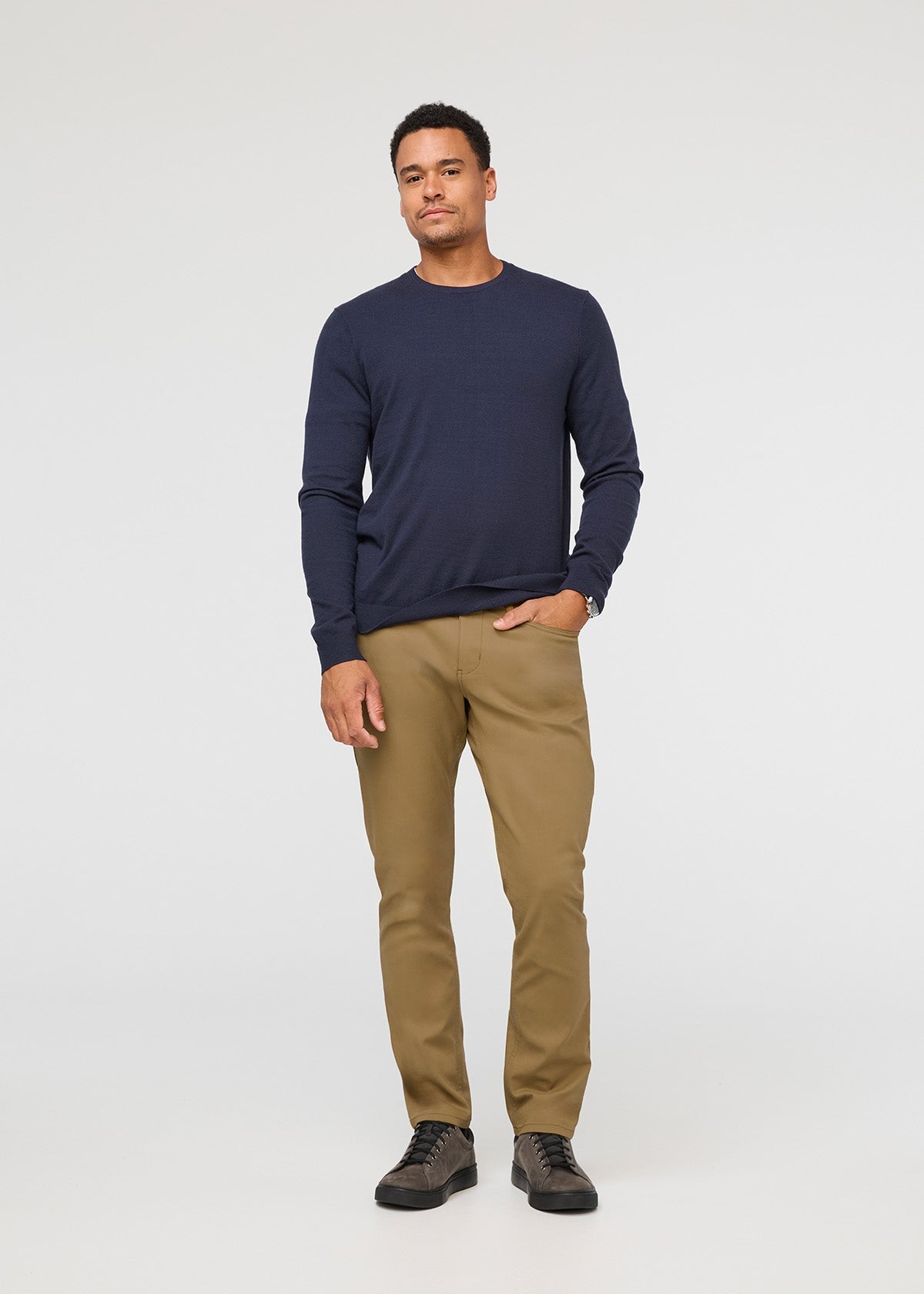 mens khaki relaxed fit stretch pant full body