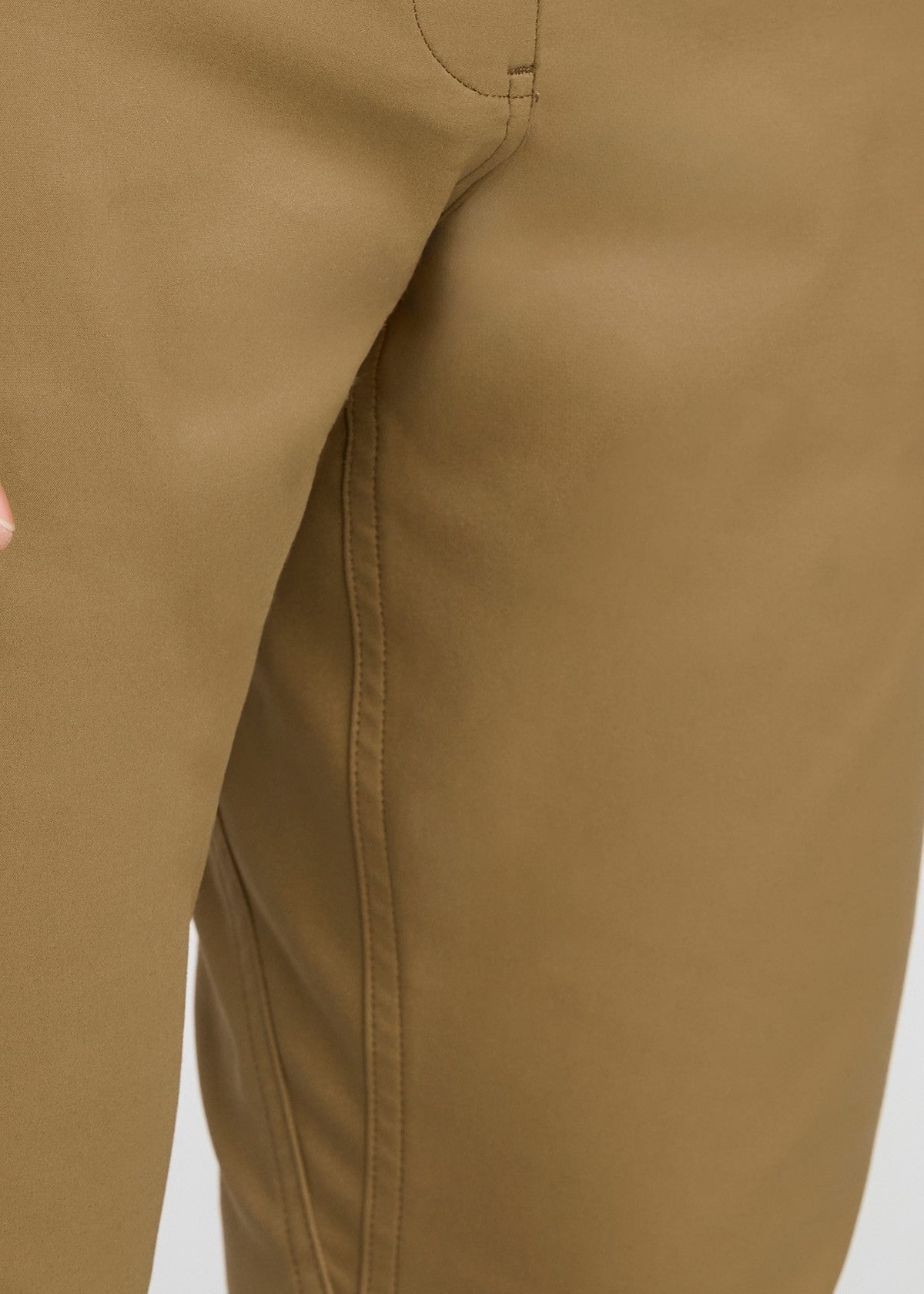 mens khaki relaxed fit stretch pant gusset detail