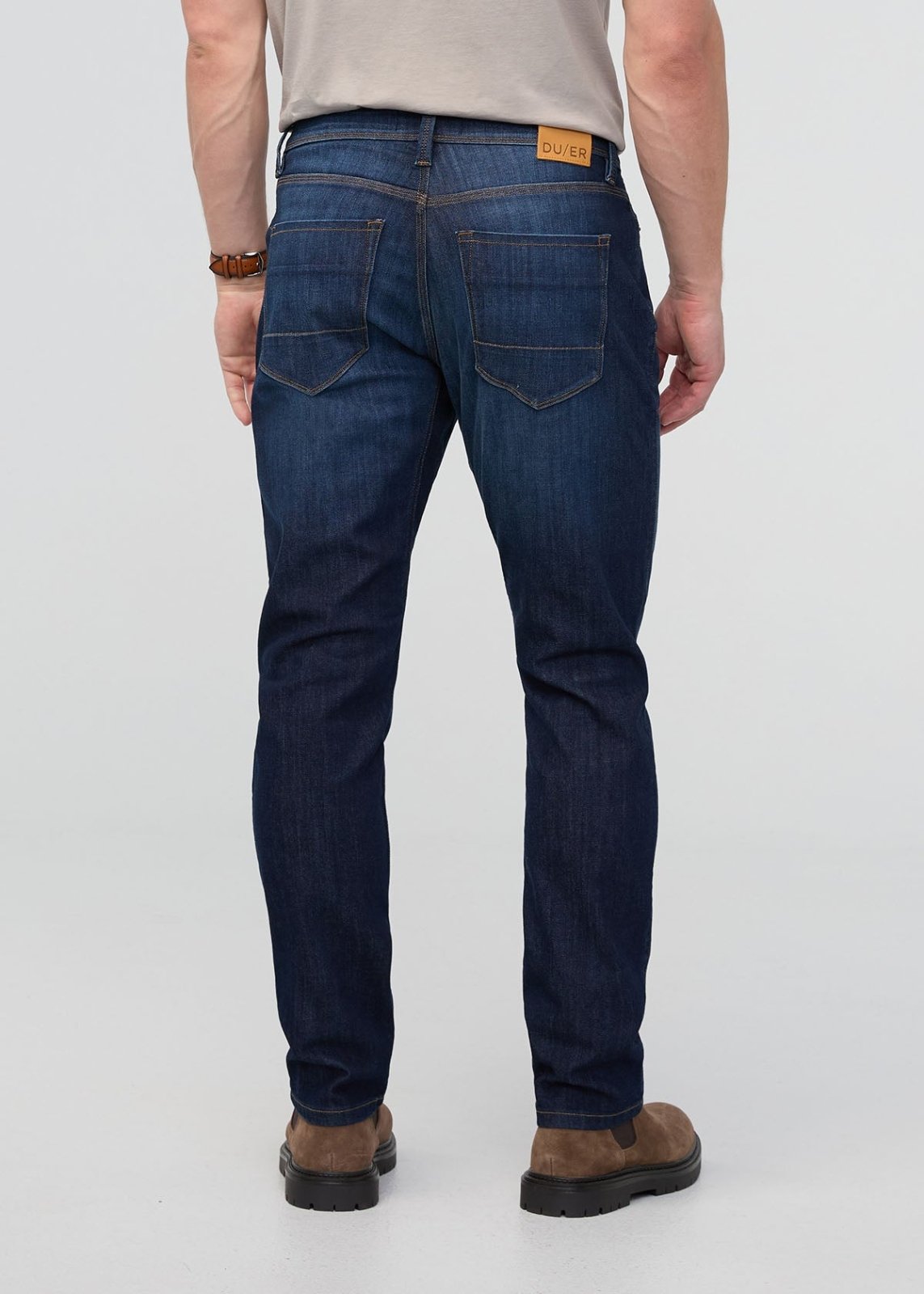 Men's Marina Blue Relaxed Fit Stretch Jeans Back