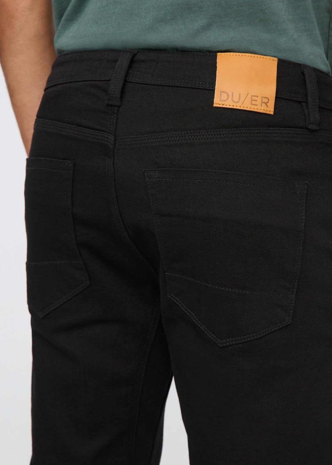 black slim fit stretch jeans back detail