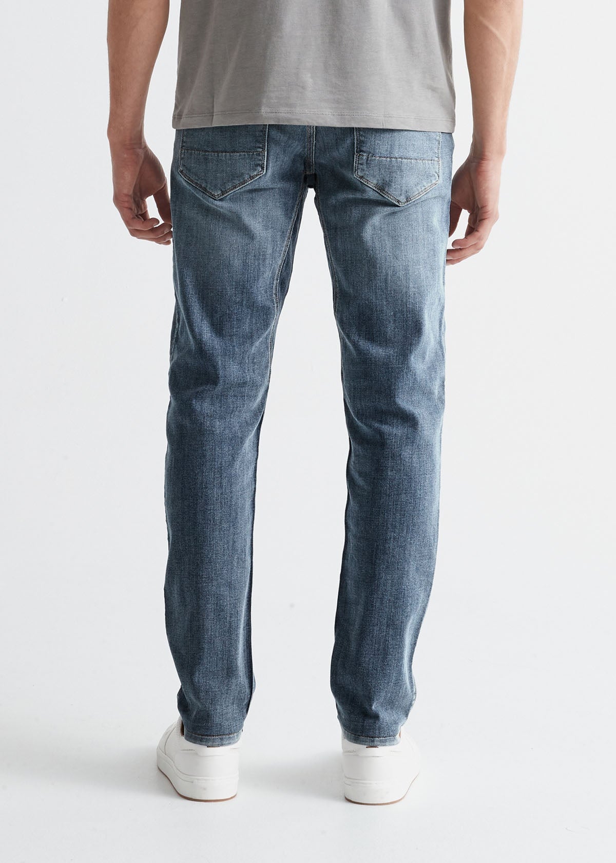 mens slim fit light blue stretch jeans back