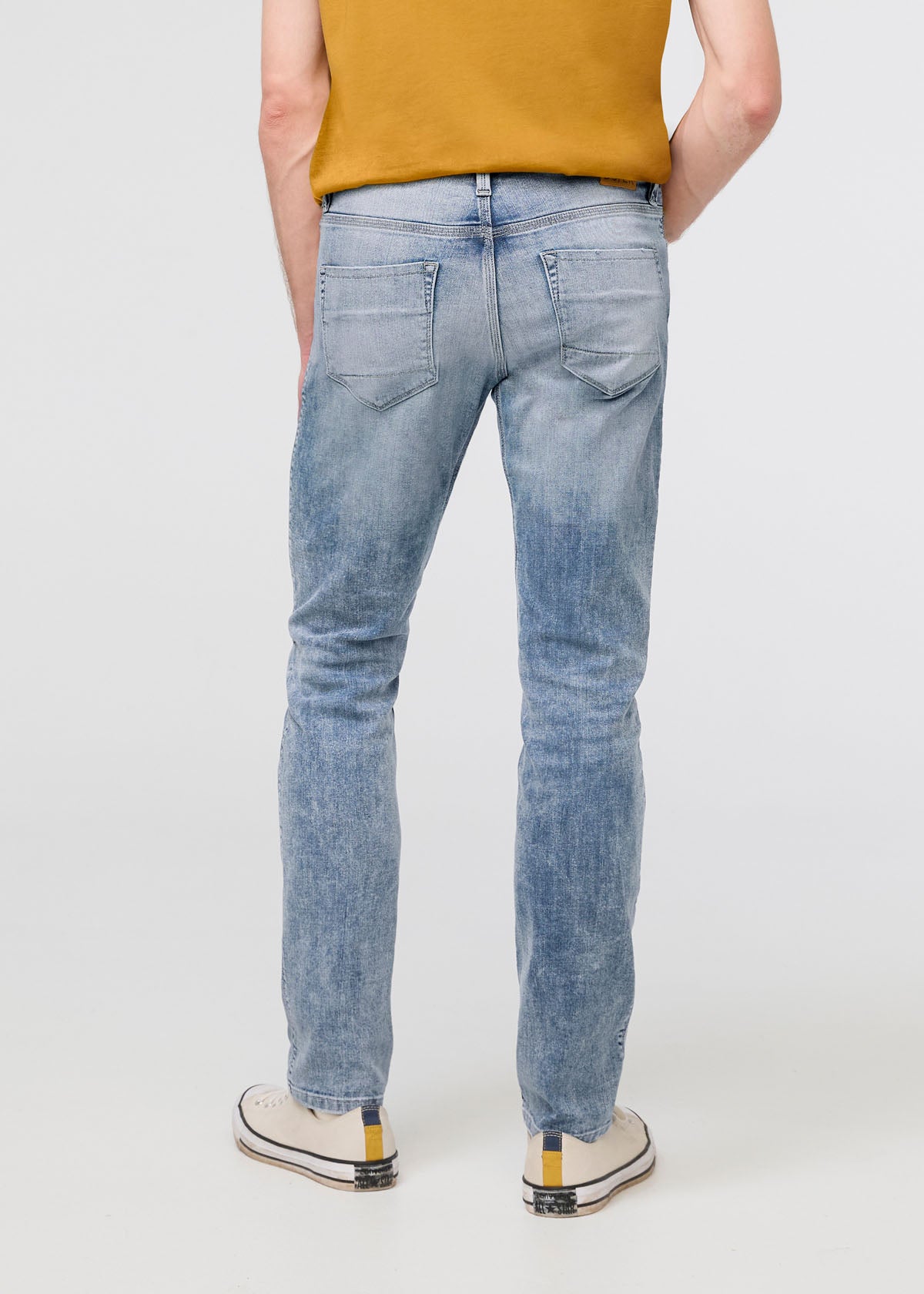 mens faded blue slim fit stretch jeans back