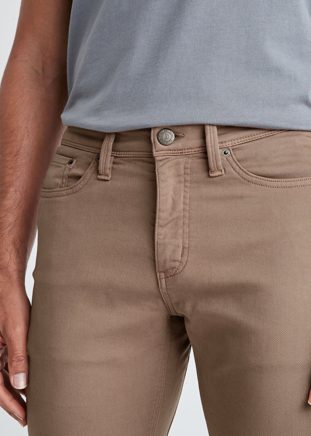 mens light brown slim fit dress sweatpant front waistband detail