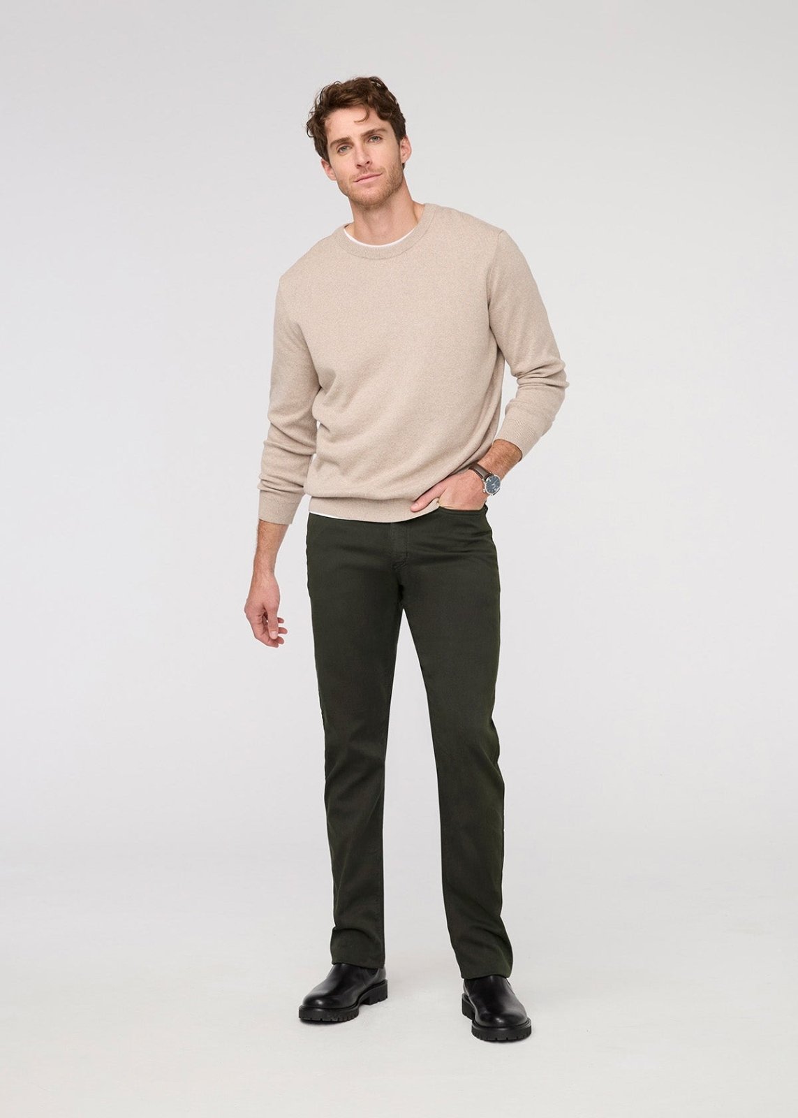 mens dark green straight fit dress sweatpant full body