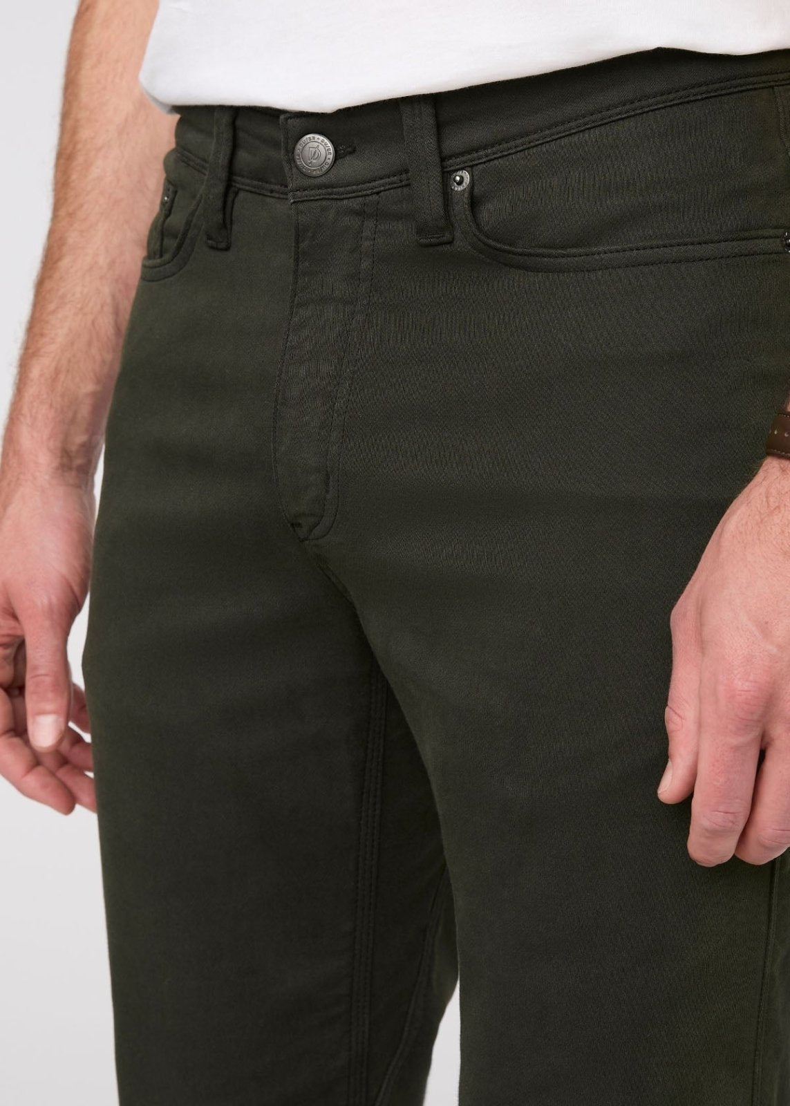 mens dark green straight fit dress sweatpant waistband detail 