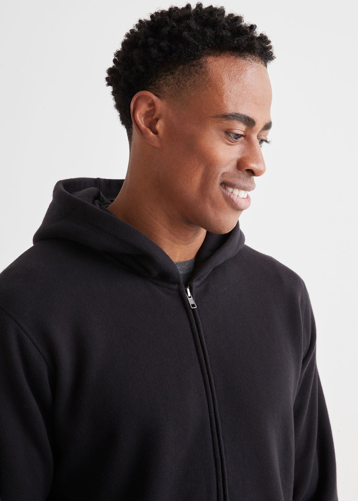 mens black brushed terry performance zip up zipped up neckline