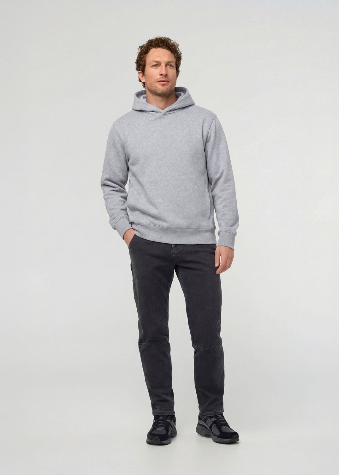 Men's Heather Grey DuraSoft Fleece Motion Hoodie Full Body