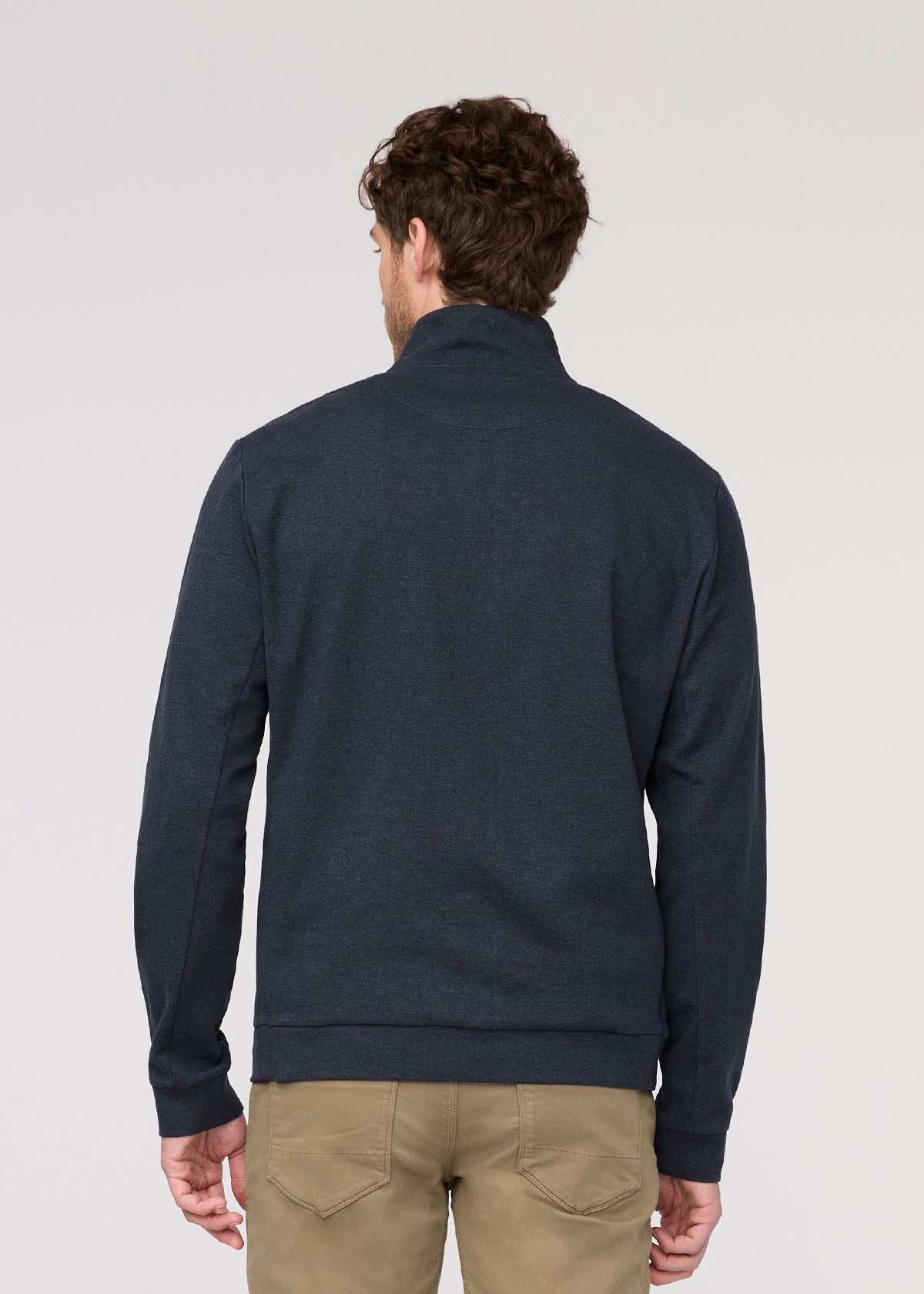 Men's Heather Peat Flannel Quarter Zip Back