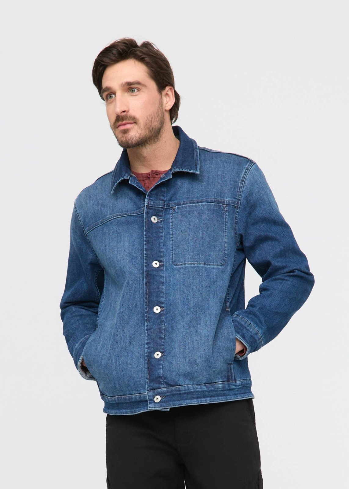 Men s Fleece Lined Blue Denim Jacket