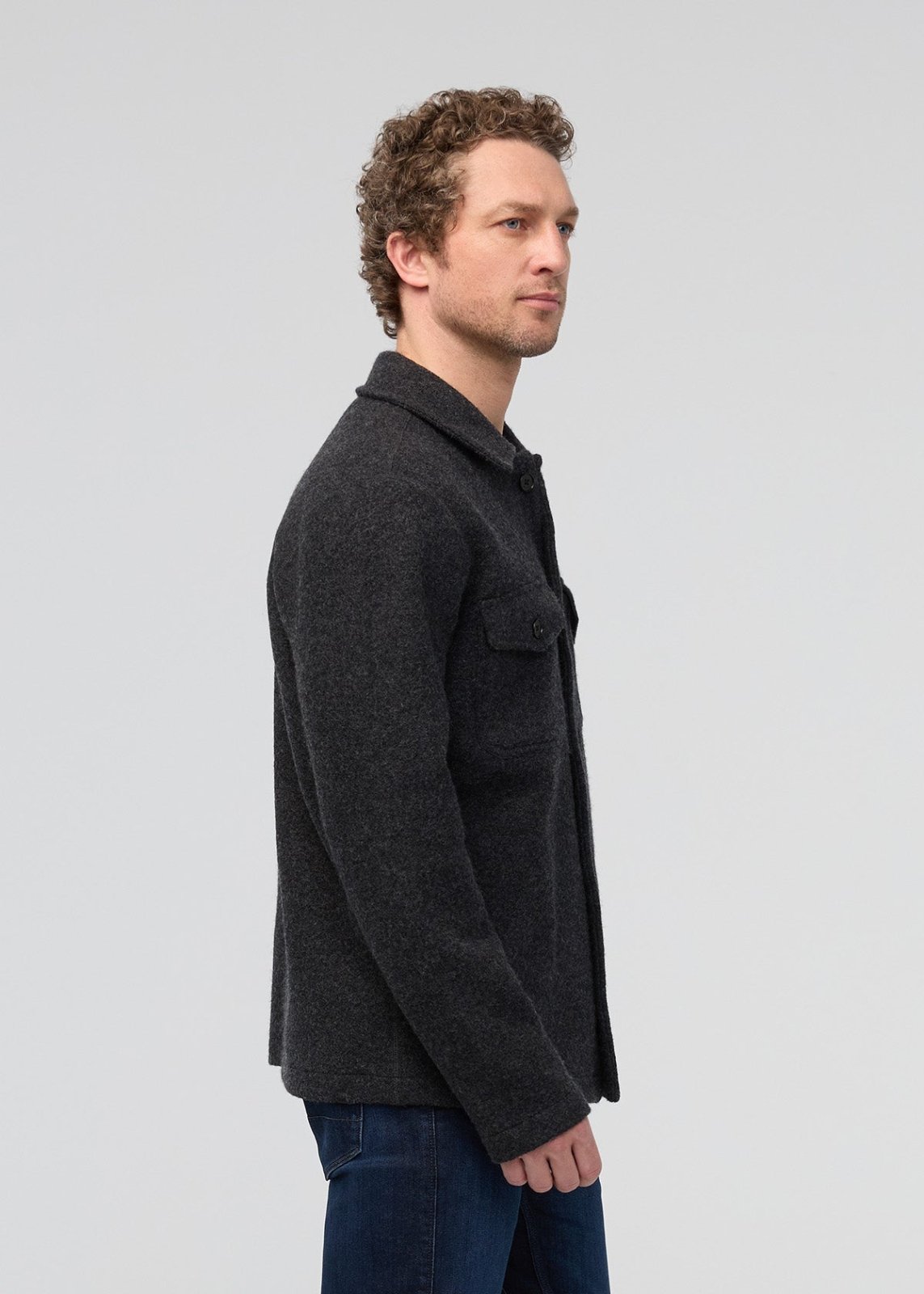 Men's Heather Charcoal ThermaSoft Merino Field Shirt Side