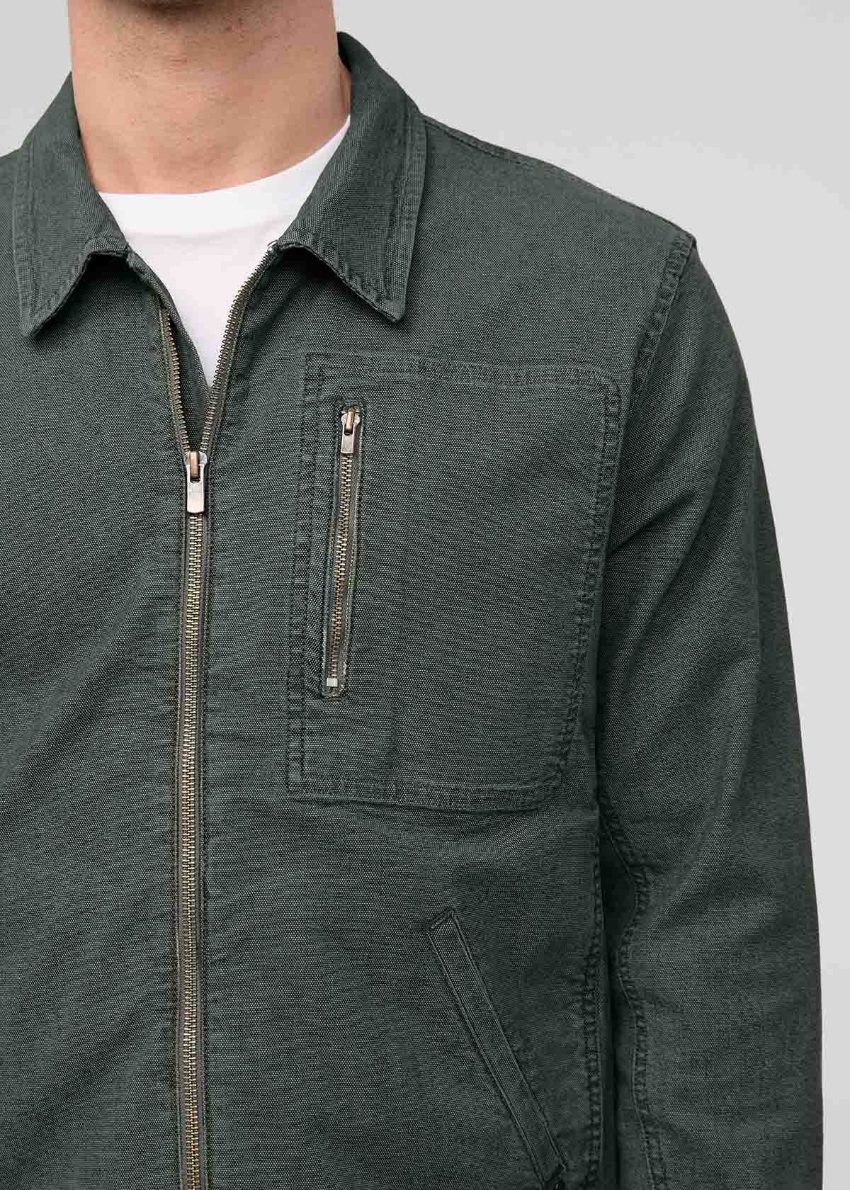 Men's Black Spruce Stretch Canvas Utility Jacket front detail 