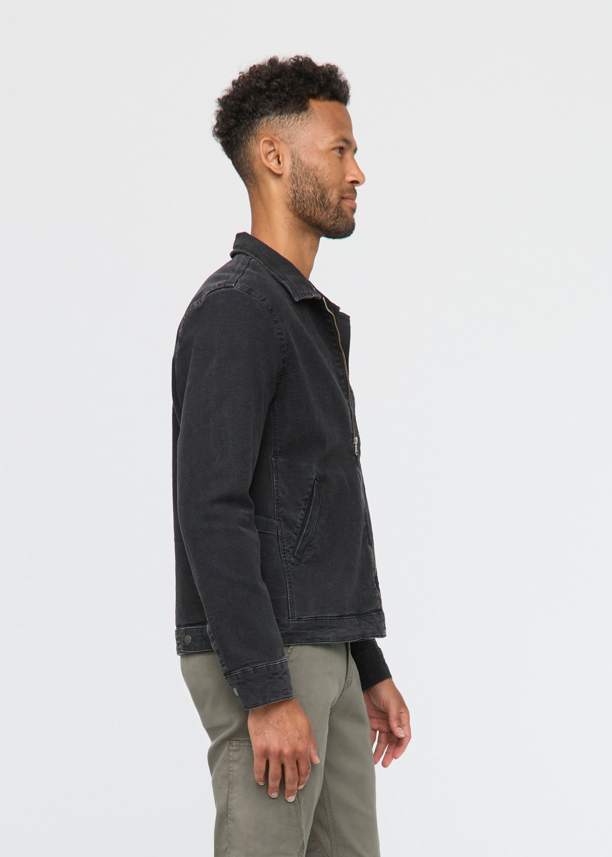 Men's Black Stretch Canvas Utility Jacket Side