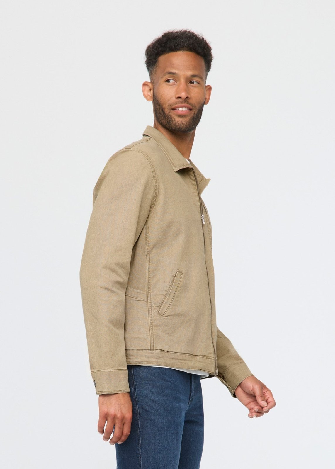 Men's Light Brown Stretch Canvas Utility Jacket Side