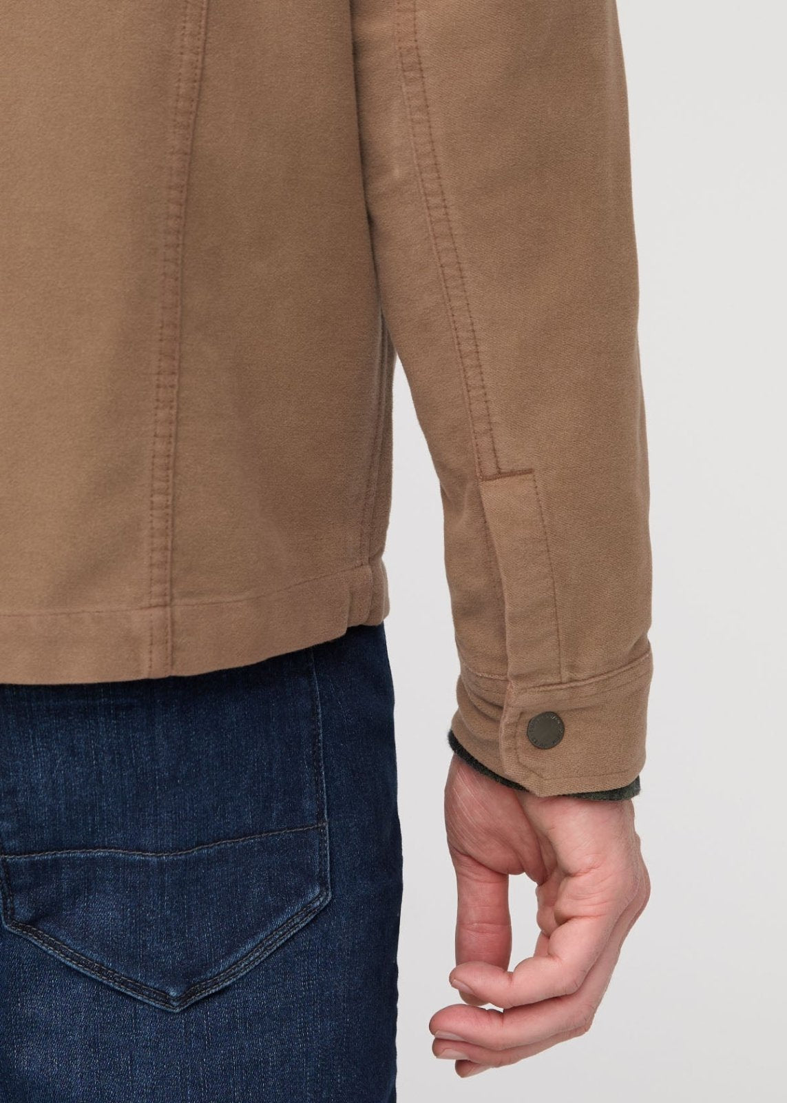 Men's Dark Walnut Moleskin Jacket Cuff Detail