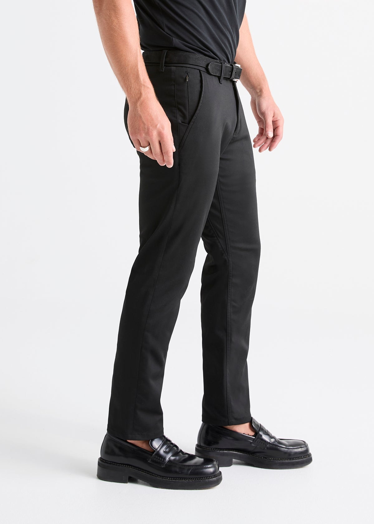 mens black relaxed stretch fit dress pant side