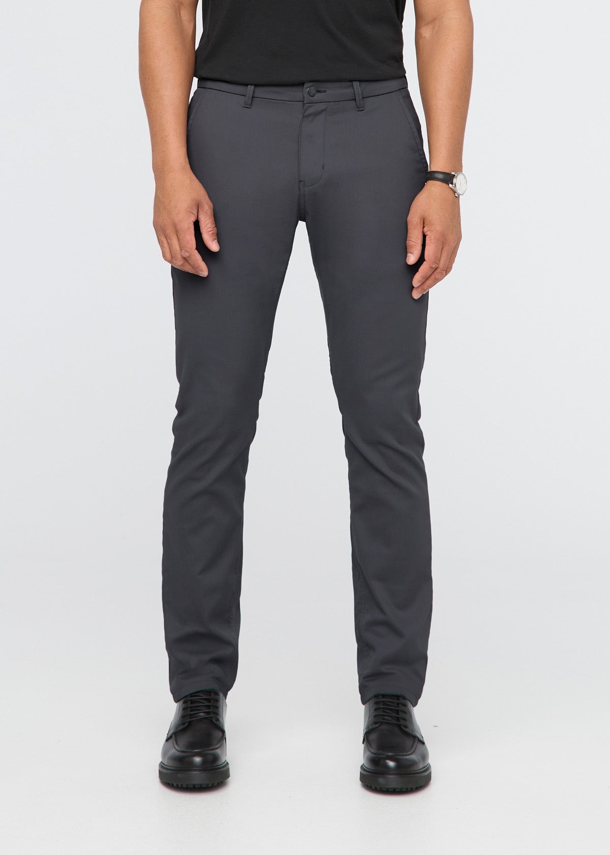 mens charcoal relaxed fit stretch trouser front